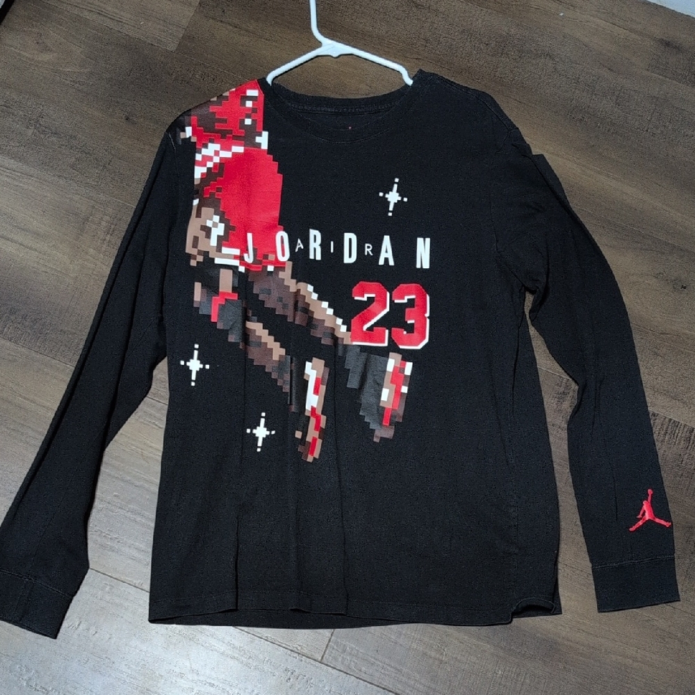 Nike Black Long Sleeve Jordan Holiday Pixel Graphic Tee
